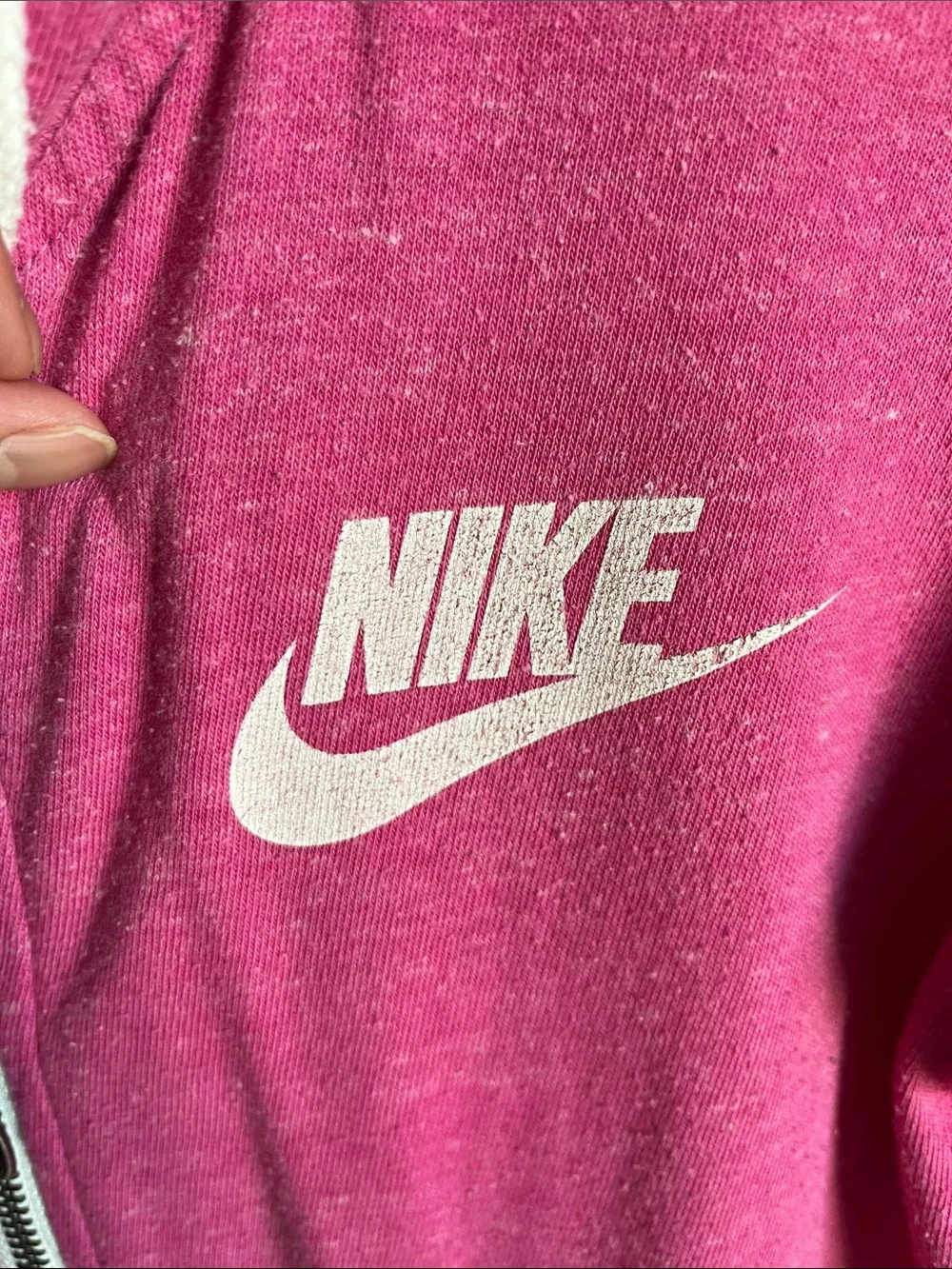 Nike Women’s Pink Zip-Up Lightweight Hoodie with White Logo